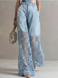 Lace Patchwork Wide Leg Jeans