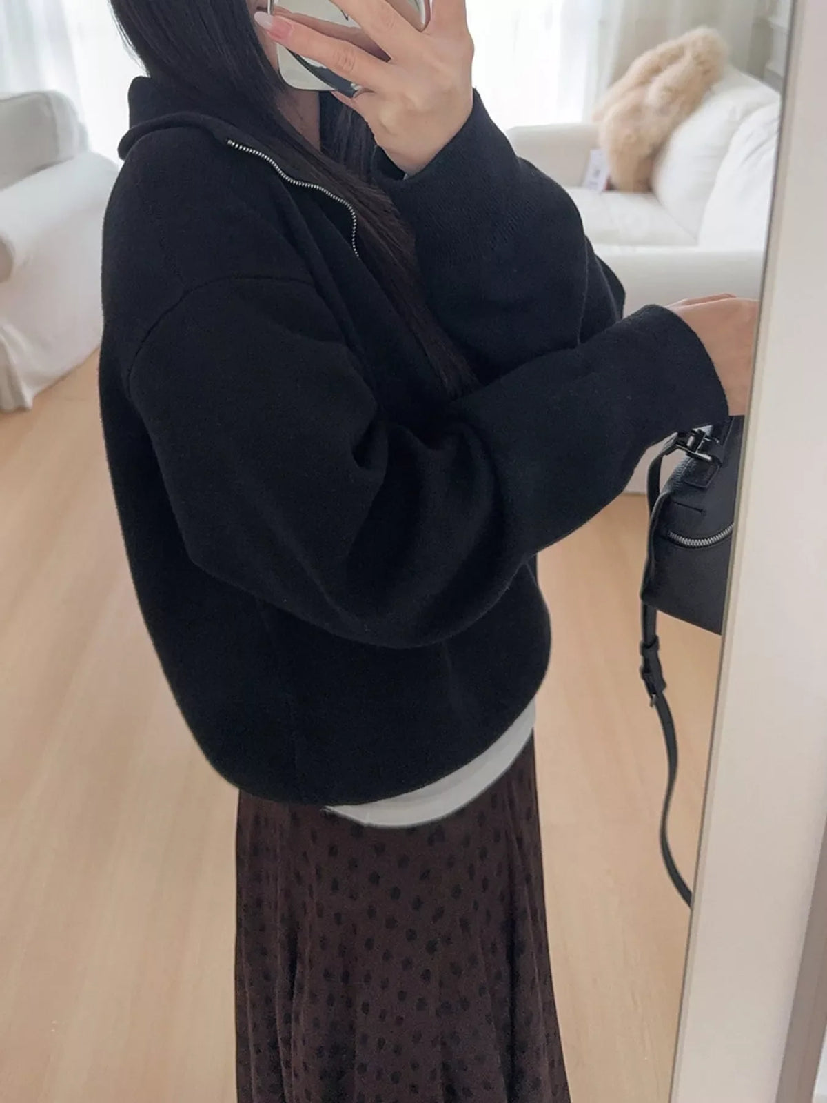 Half-Zip Dropped Shoulder Sweater