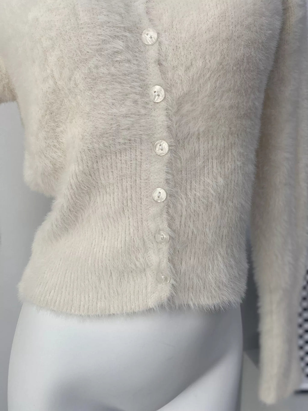 Soft Fuzzy Button-Down Cropped Cardigan