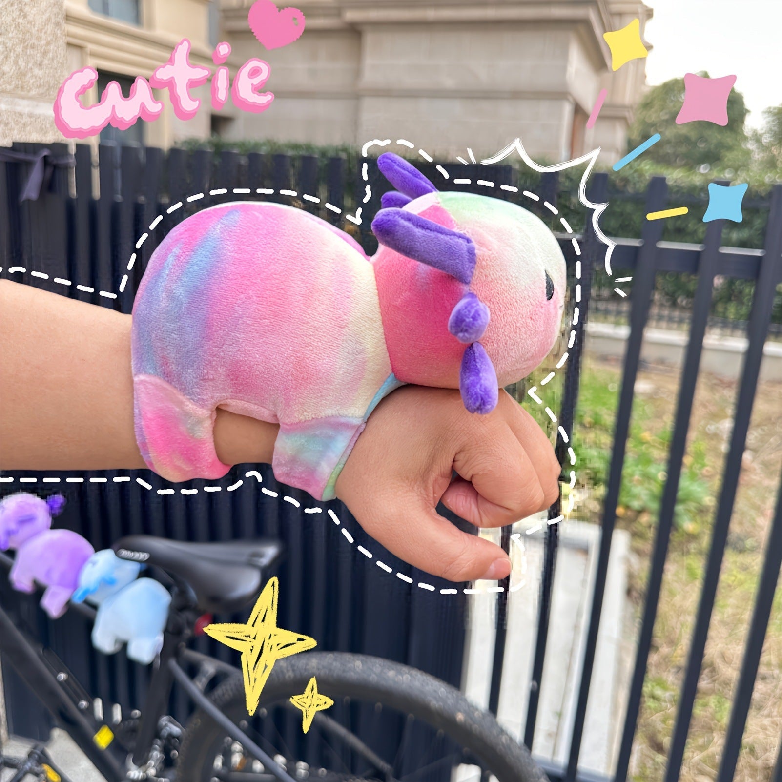 Colorful Salamander Snap-ring Bracelet Plush Toy