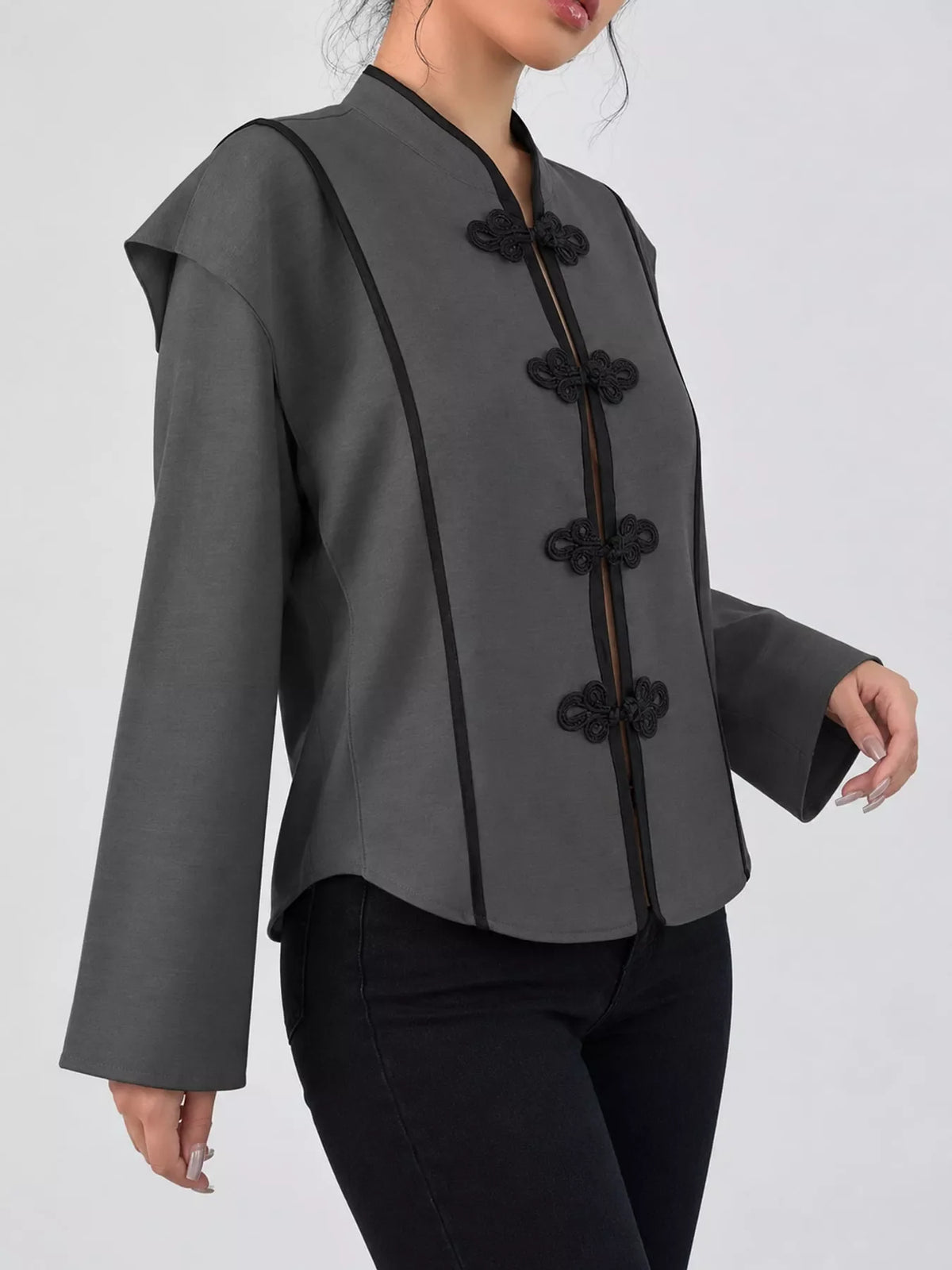Chinese-Style Mandarin Collar Blouse