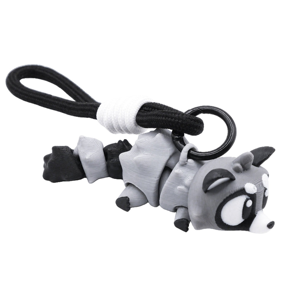 3D Printed Animal Keychain, Articulated Panda Raccoon Koala Bag Charm With Wrist Strap, Cute Portable Backpack Pendant Gift