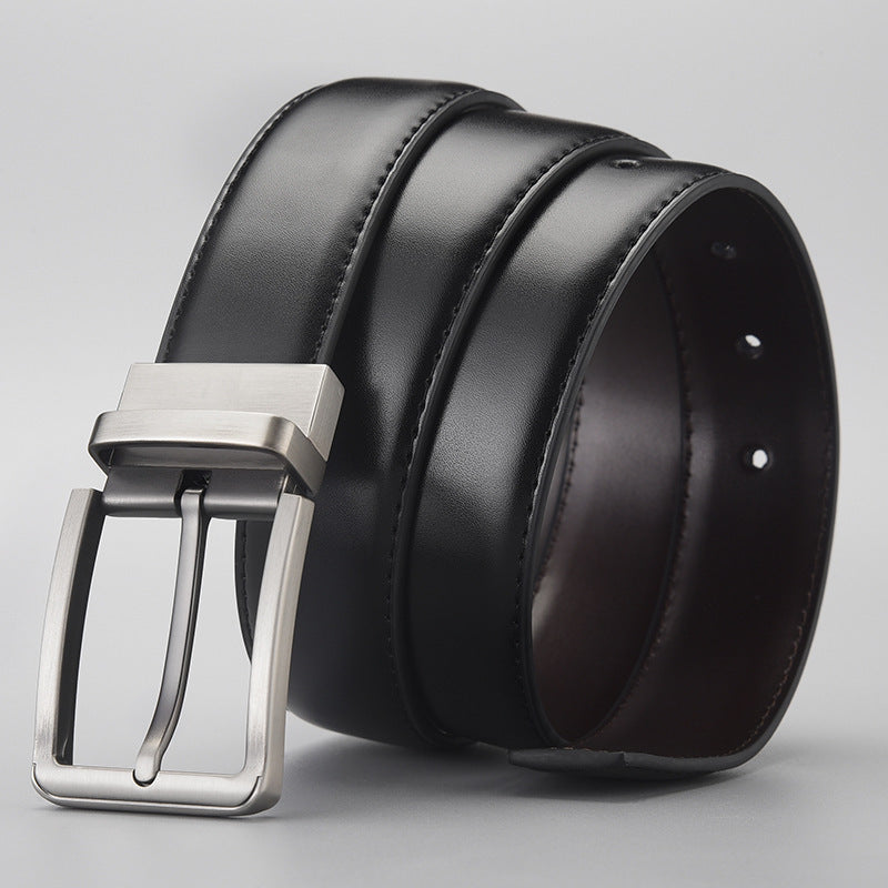 Gentleman Business Style Men's Leather Business Rotation Pin Buckle Belt