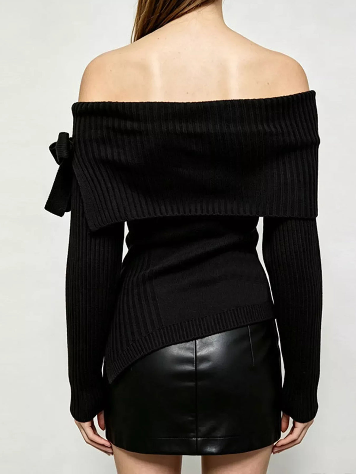 Off-Shoulder Ribbed Knit Top