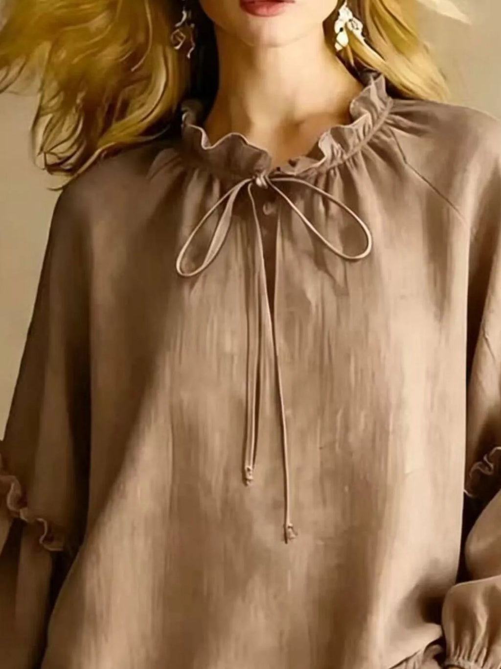 Frill Balloon Sleeve Blouse