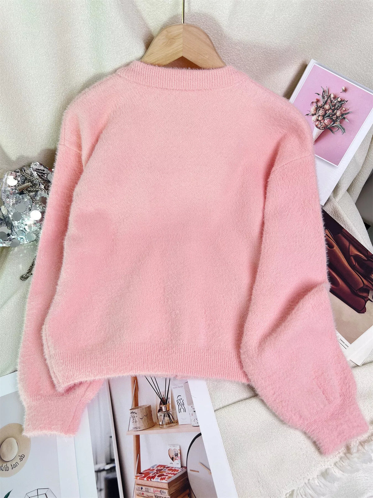 Fuzzy Knit Button Down Cardigan