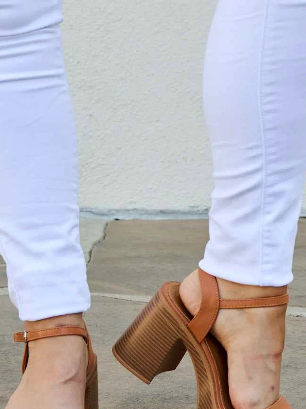 Platform Block Heel Ankle Strap Sandals – Cognac