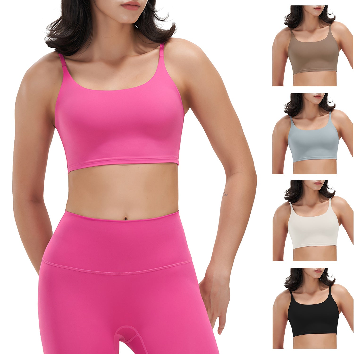 Women Sport Bras with Removable Pads, Low-Impact Square Neck