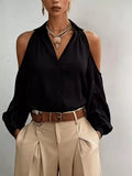 Cold-Shoulder Button-Down Shirt