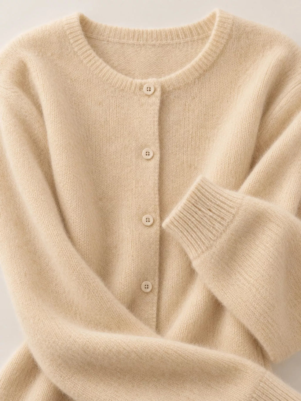 Crew Neck Button-Down Knit Cardigan