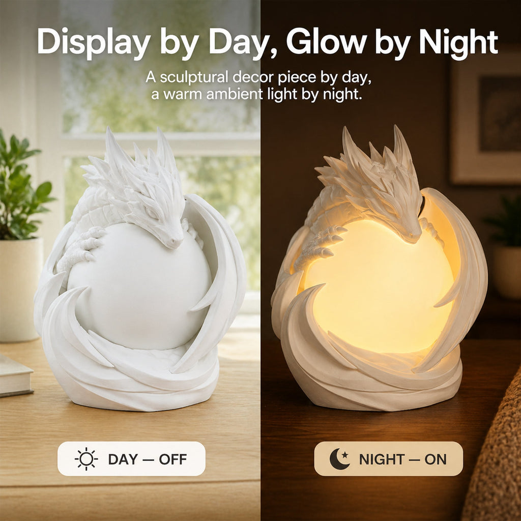 3D Printed Dragon Ambient Table Lamp, Warm Glow Decorative Night Light, Sculptural Desk Lamp For Bedroom, Bookshelf And Home Decor