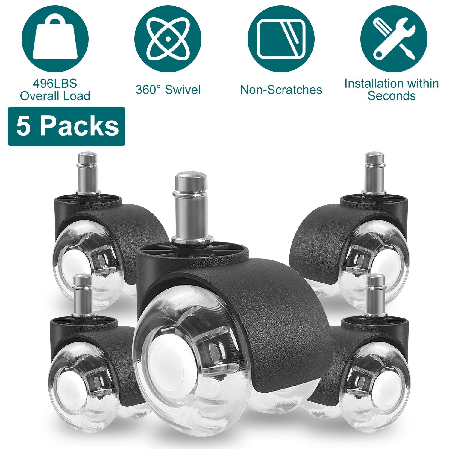 Office Chair Wheels Polyurethane Casters for Floors