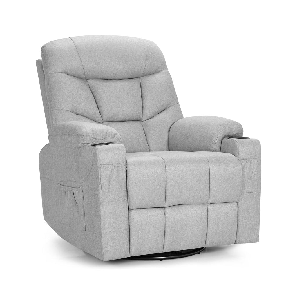 Massage Rocking Recliner Chair with Heat and Vibration-Gray