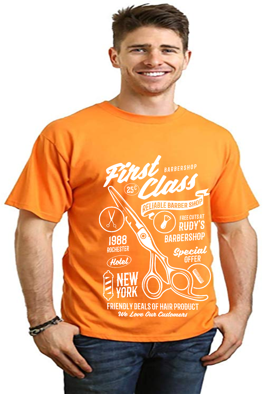 First Class Barber Men's Bamboo Viscose/Organic Cotton Short Sleeve Graphic T-Shirt