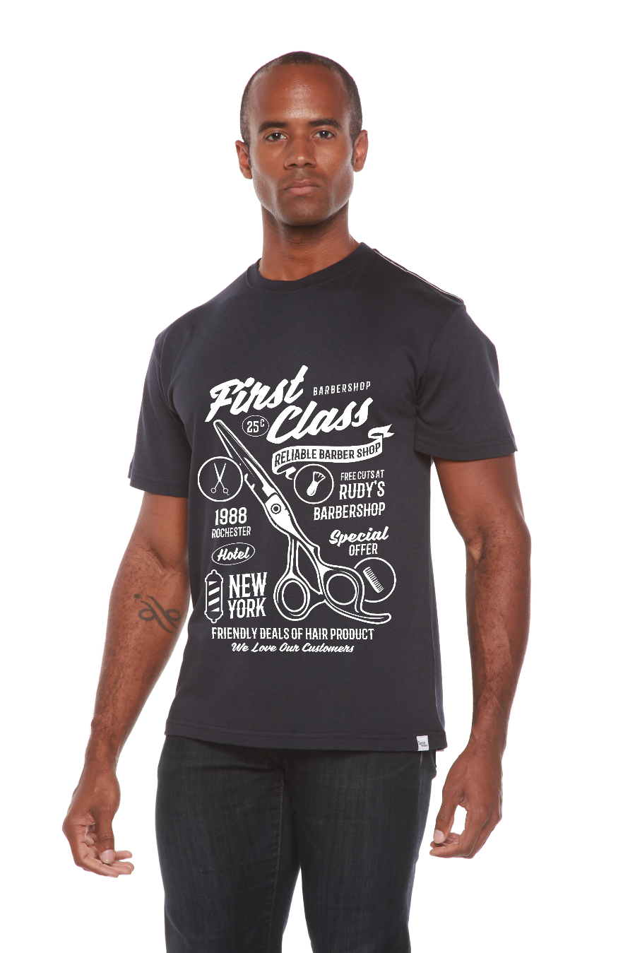 First Class Barber Men's Bamboo Viscose/Organic Cotton Short Sleeve Graphic T-Shirt