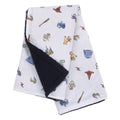 Warner Bros  Harry Potter Welcome Little Wizard Navy, Burgundy, Blue, and White Super Soft Baby Blanket