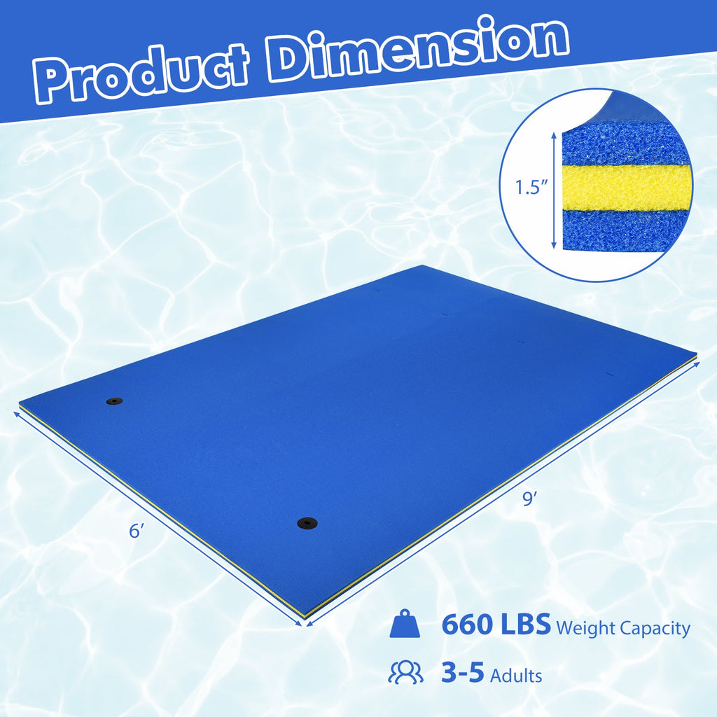 9' x 6' 3 Layer Floating Water Pad Foam Mat
