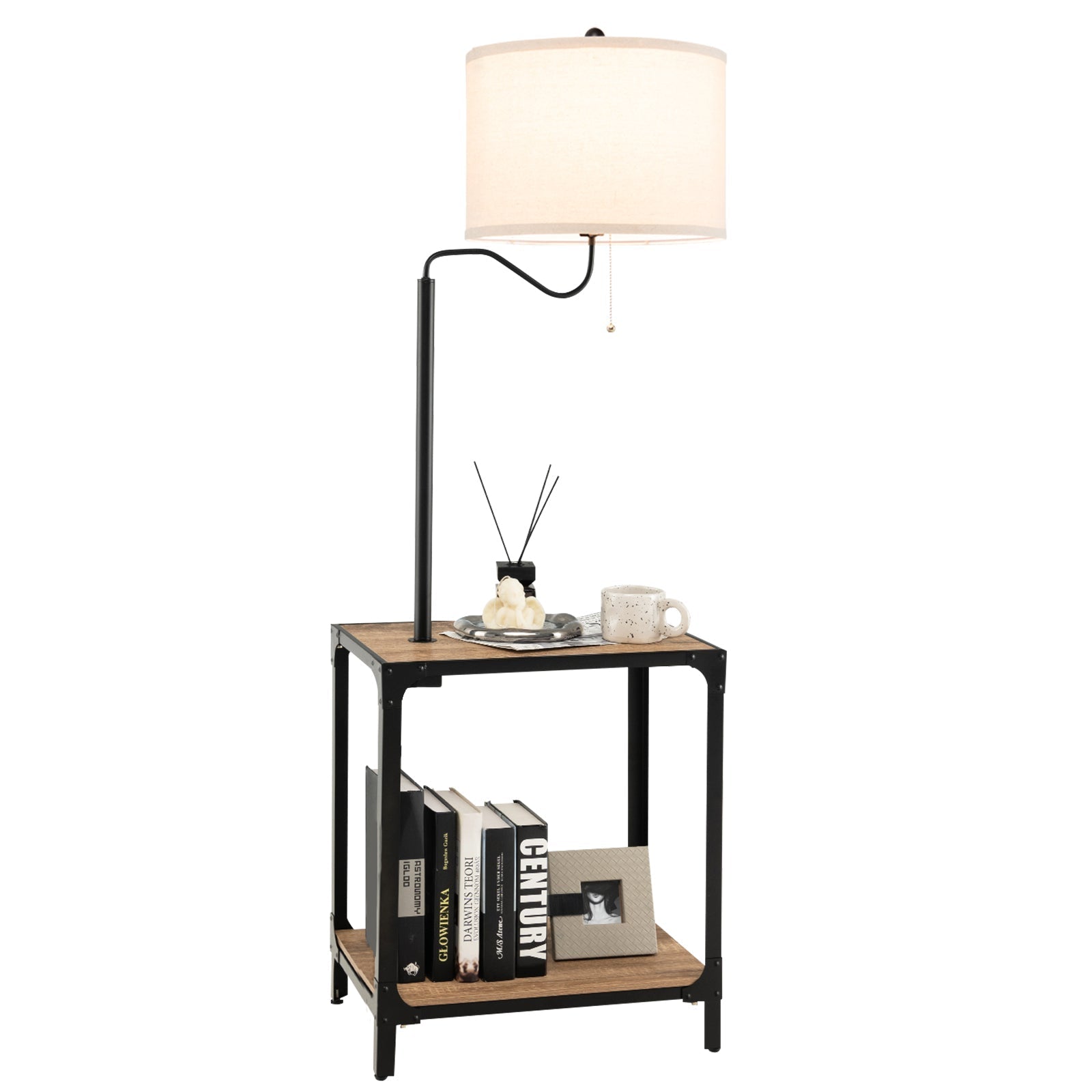 360¬∞ Rotatable Floor Lamp with End Table and USB Charging Ports