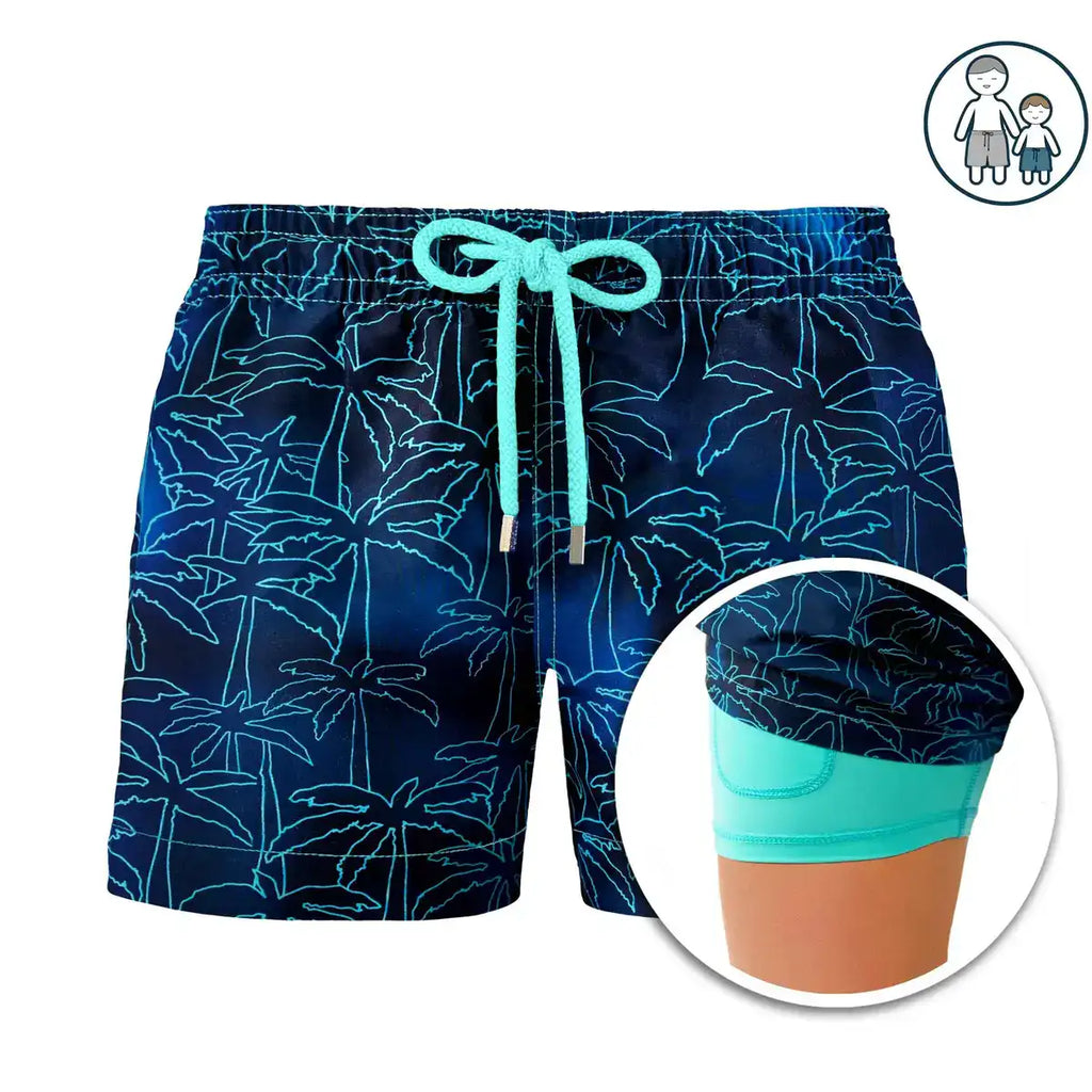 Foggy Palms Boys Hybrid Short, Swim and Play Trunk
