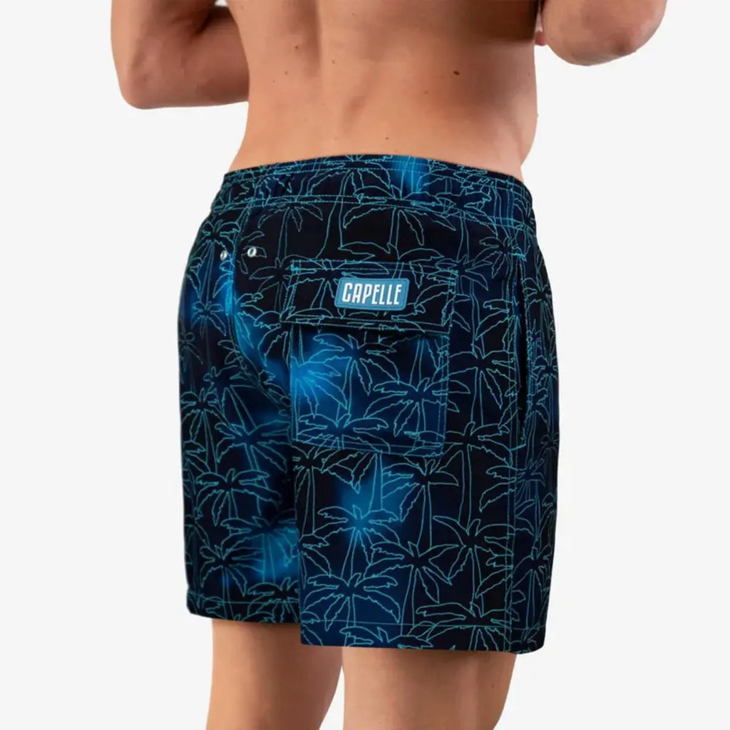 Foggy Palms Hybrid Short, Compression Lined Swim and Resort Trunk