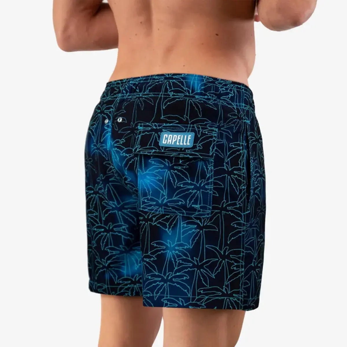 Foggy Palms Hybrid Short, Compression Lined Swim and Resort Trunk