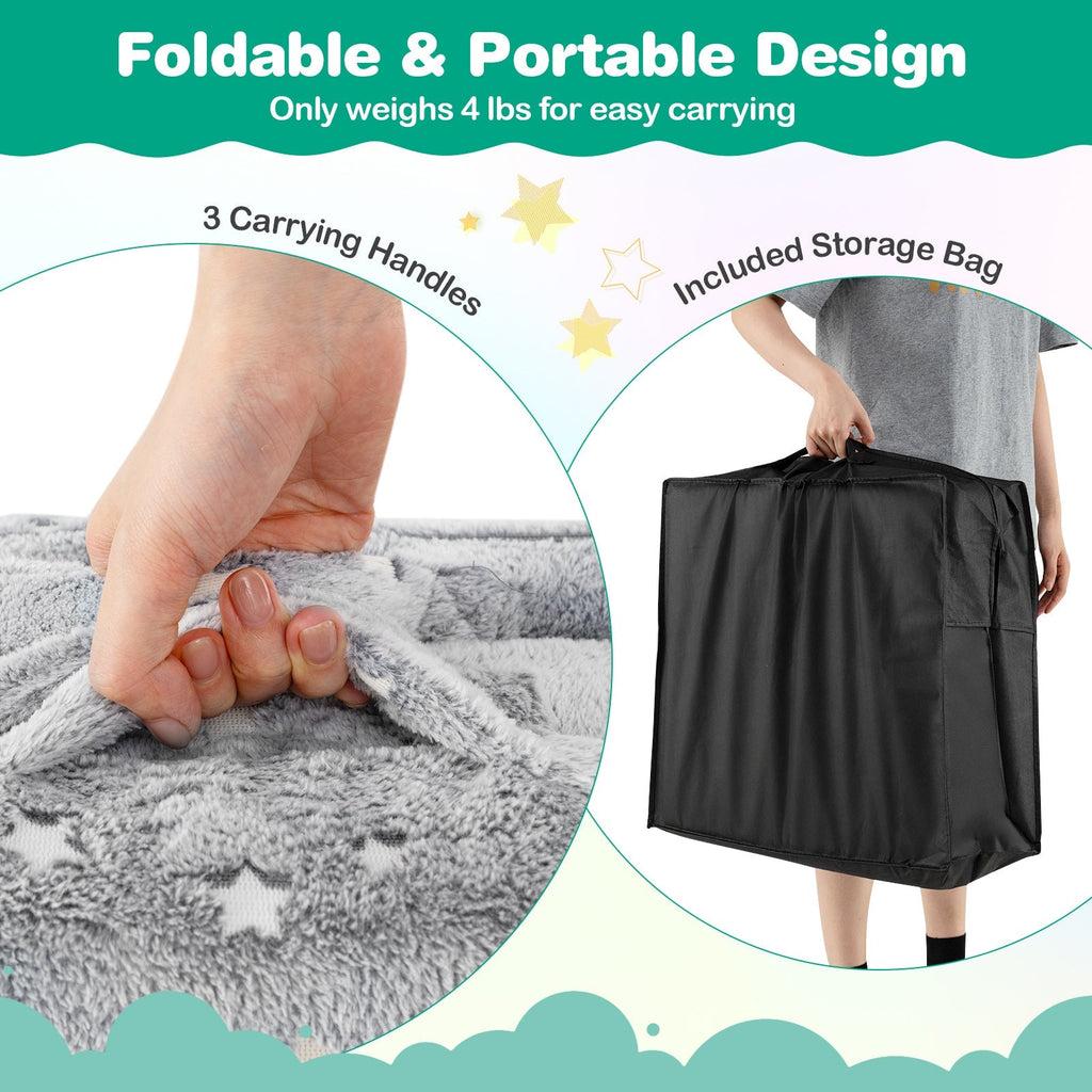 Foldable Floor Mattress for Kids with Washable Flannel Cover