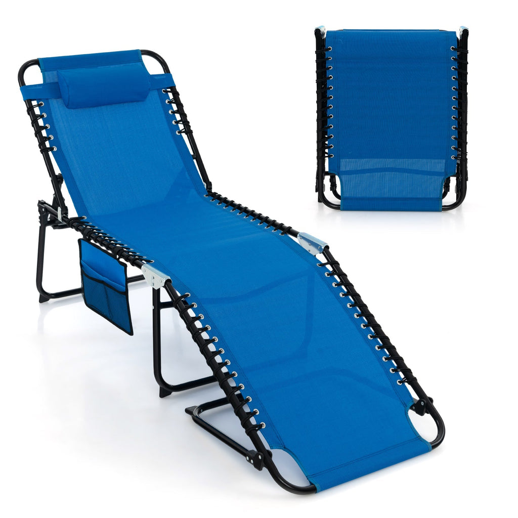 Foldable Recline Lounge Chair with Adjustable Backrest and Footrest
