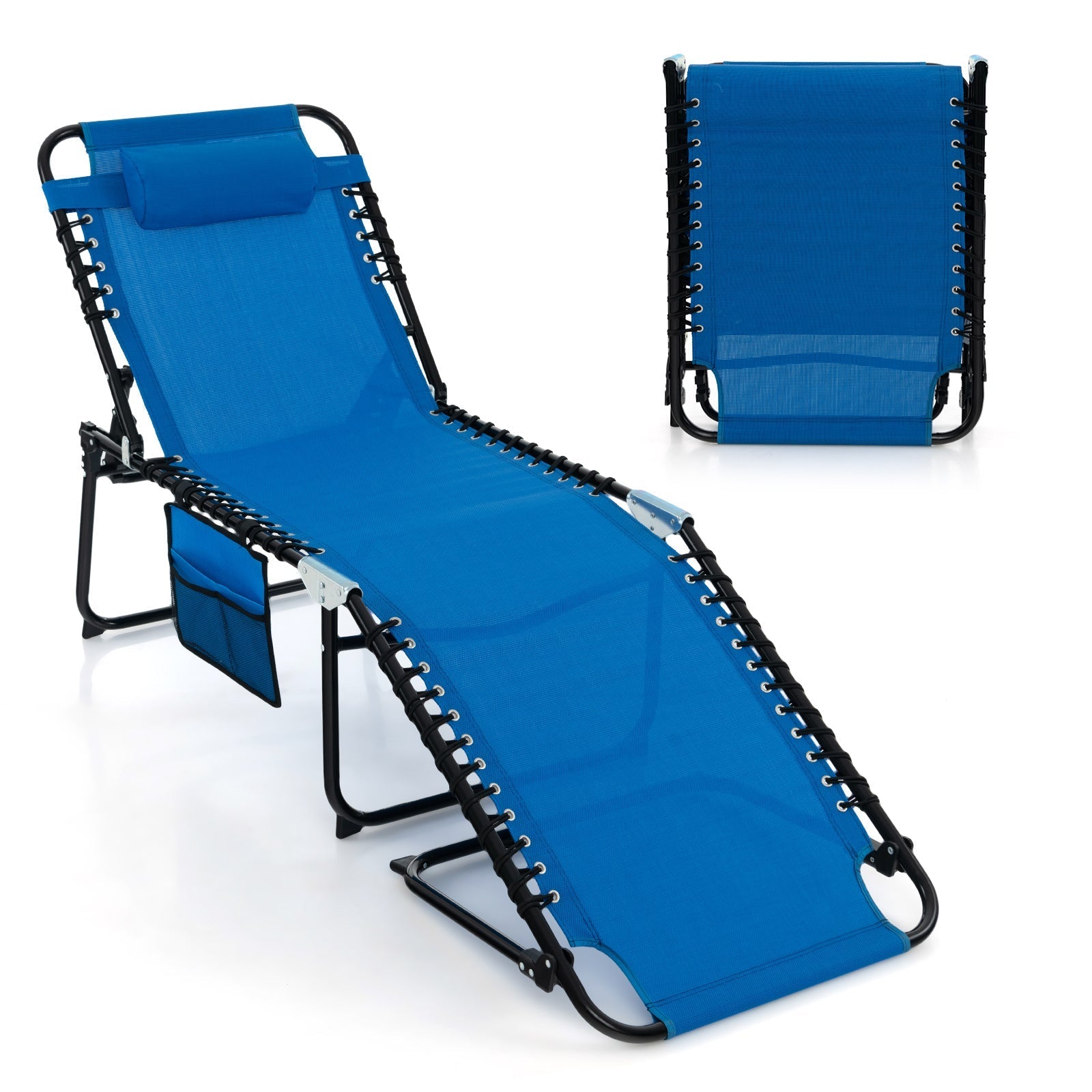 Foldable Recline Lounge Chair with Adjustable Backrest and Footrest