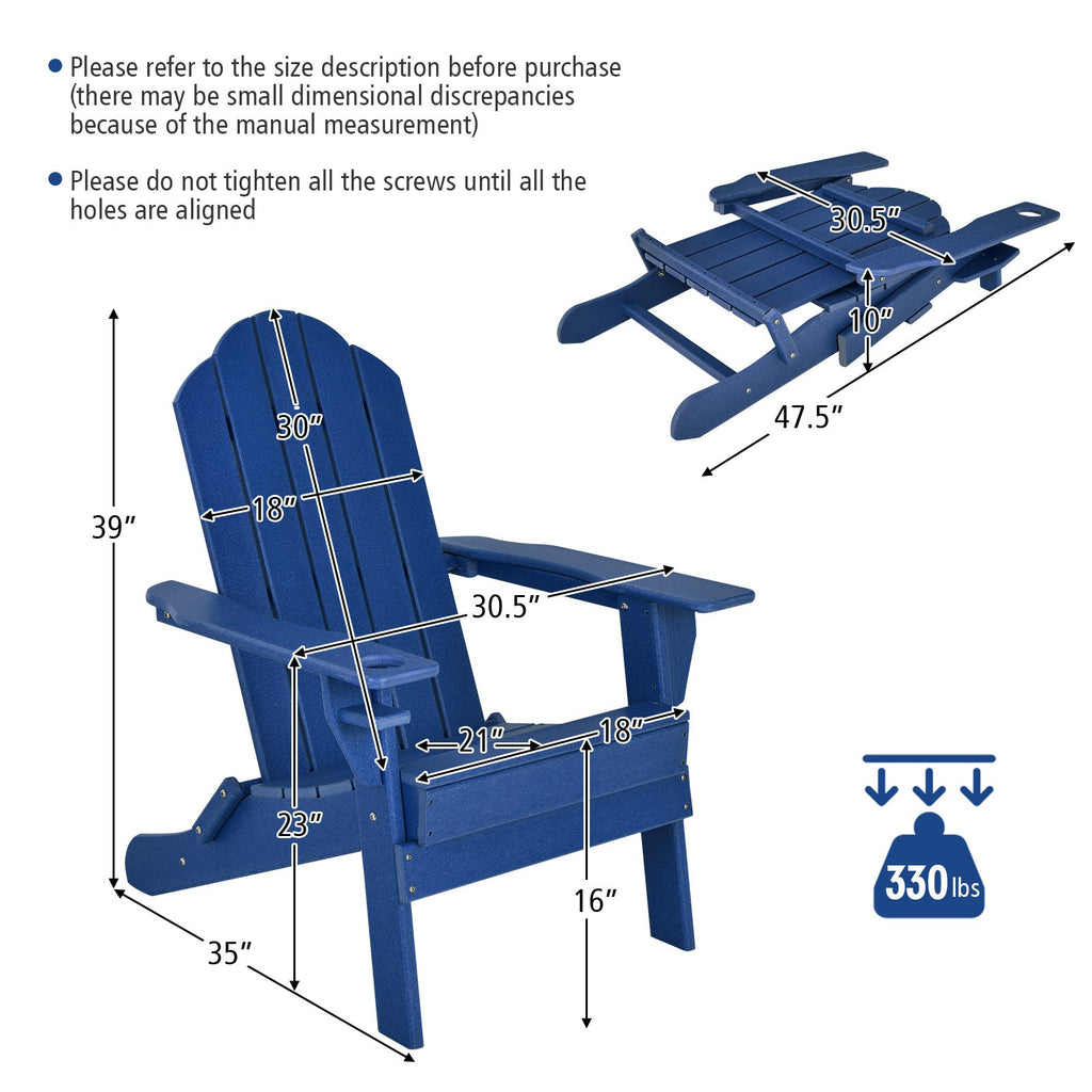 Foldable Weather Resistant Patio Chair with Built-in Cup Holder