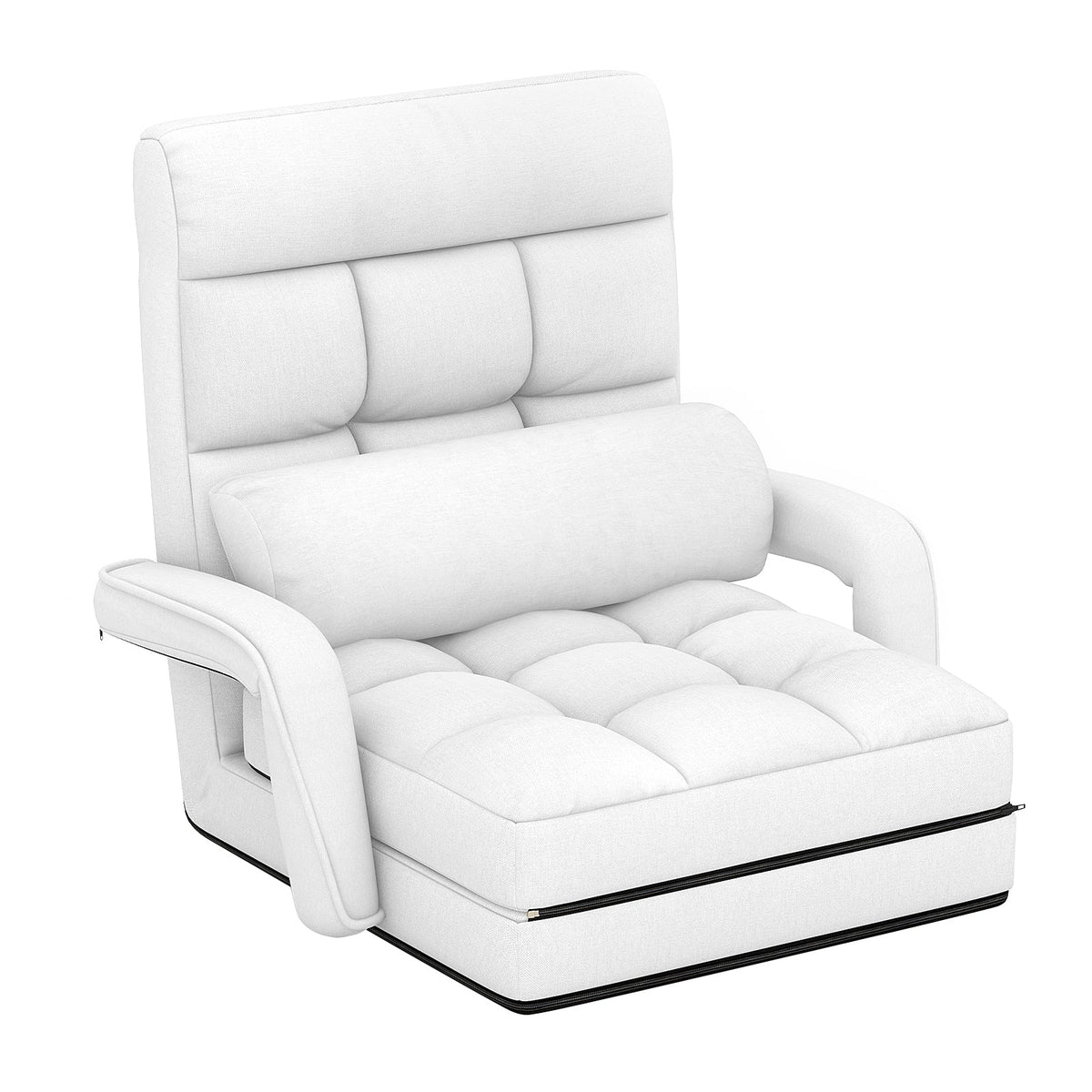 Folding Lazy Floor Chair Sofa with Armrests and Pillow