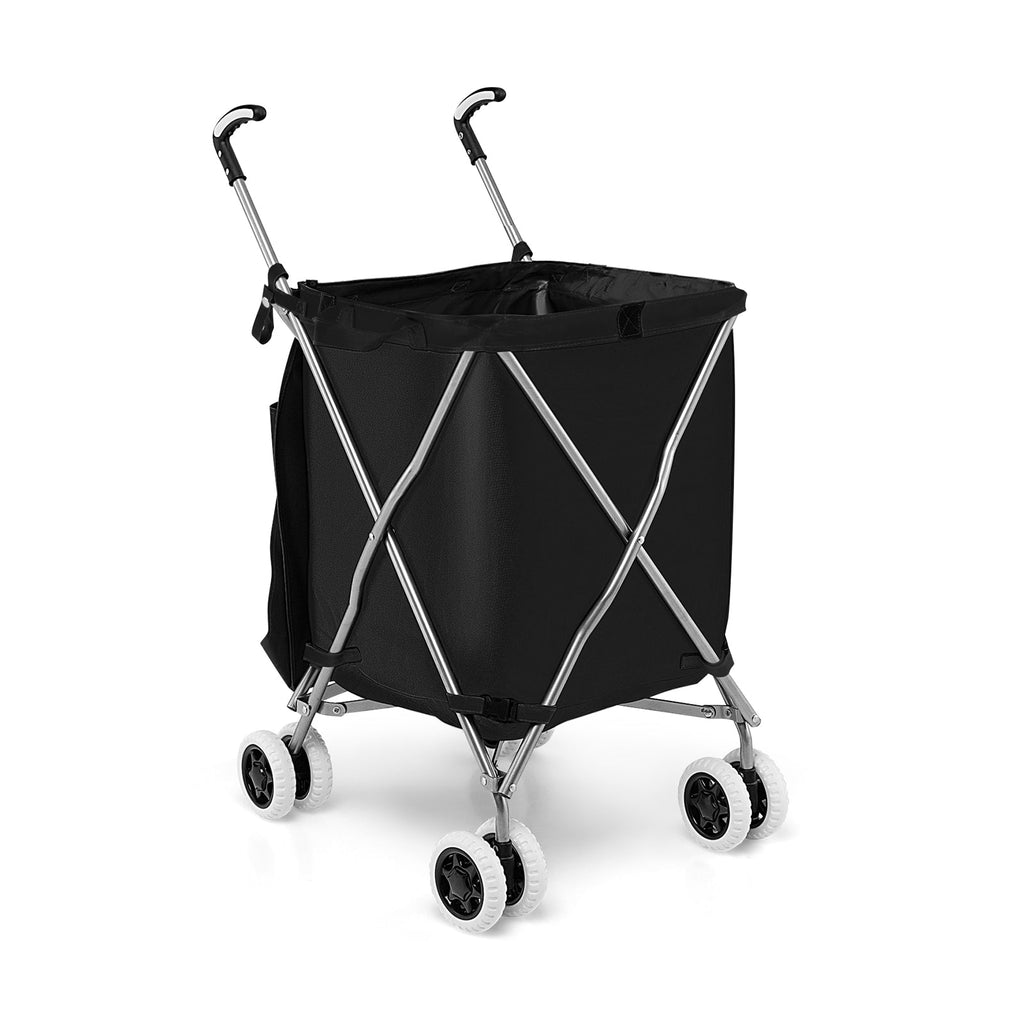 Folding Shopping Utility Cart with Water-Resistant Removable Canvas Bag