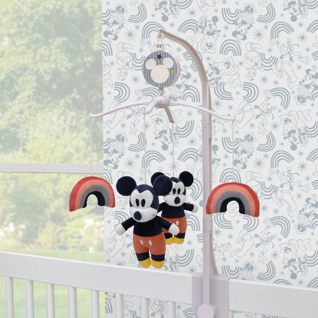 Mickey and Friends Red and Black Mickey Mouse with Multi-Colored Rainbows Musical Mobile