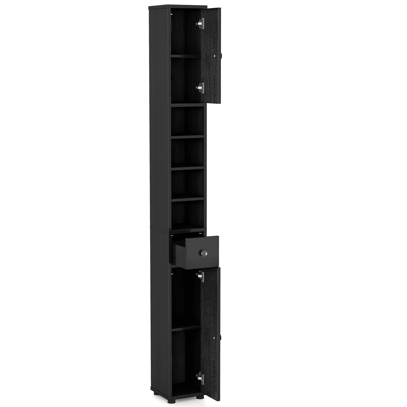 Freestanding Slim Bathroom Cabinet with Drawer and Adjustable Shelves