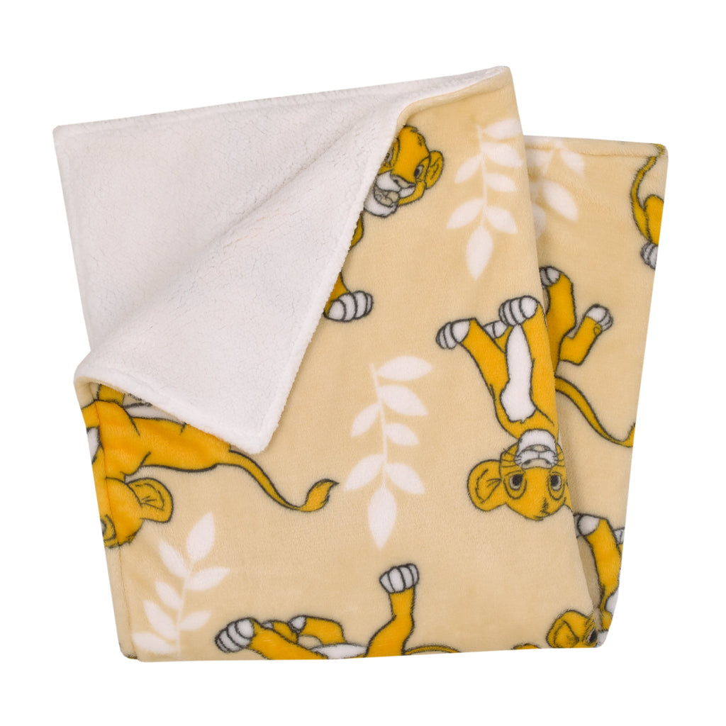 Lion King Tan, Beige and White Simba Super Soft Sherpa Baby Blanket