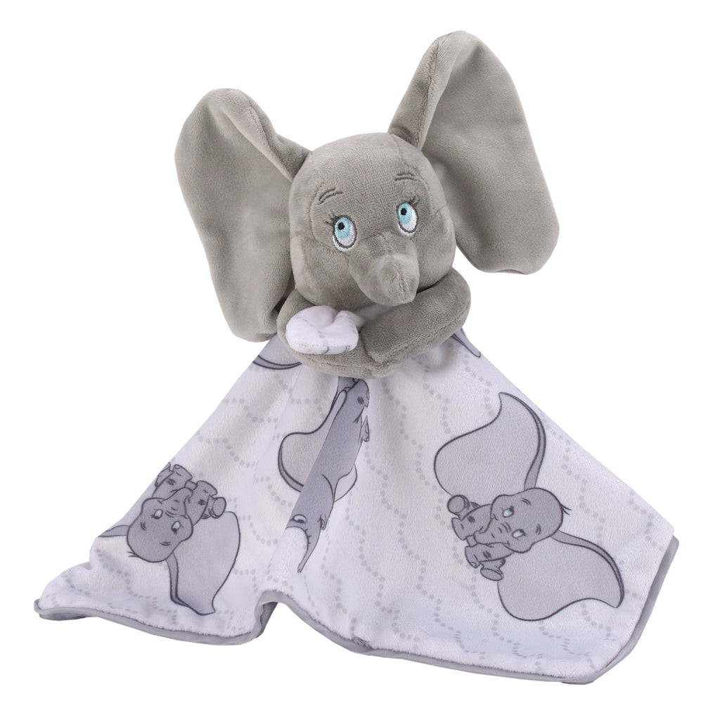 Dumbo Gray and White Super Soft Sherpa Baby Blanket and Security Blanket 2-Piece Gift Set