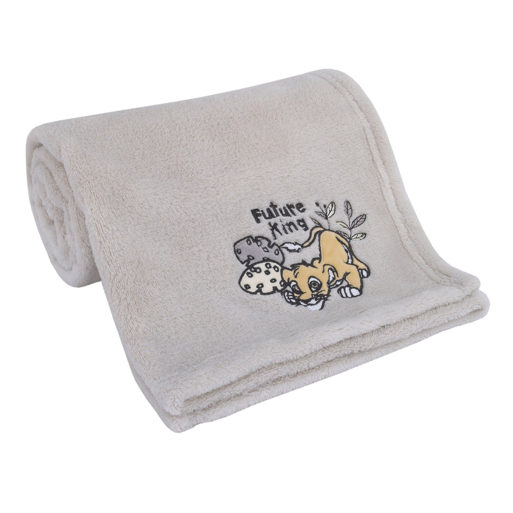 Lion King Daddy's Little Cub Grey, White and Tan Simba and Nala 6 Piece Nursery Crib Bedding Set - Comforter, Two Fitted Crib Sheets, Crib Skirt, Blanket and Changing Pad Cover