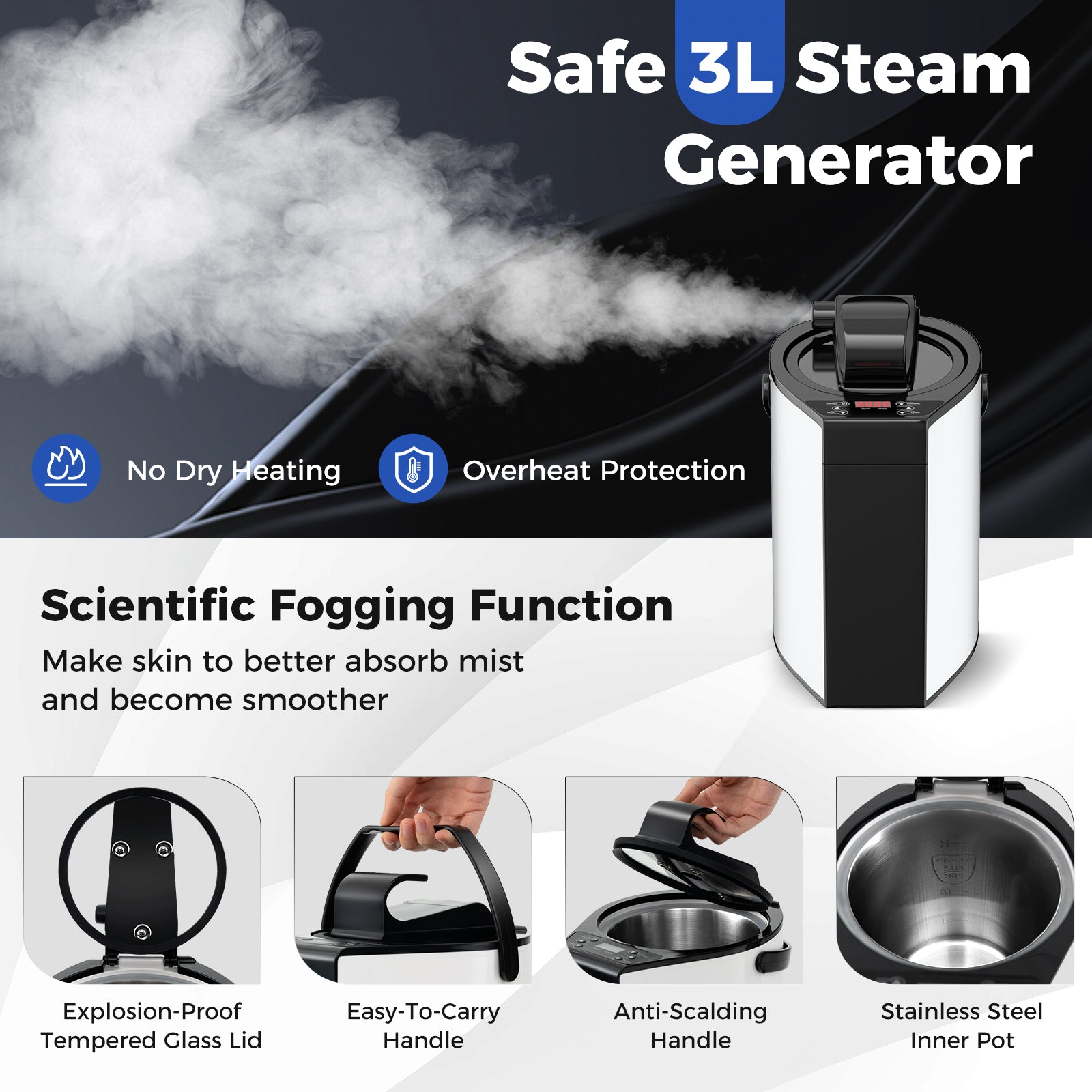 Full-Body Personal Sauna Tent with 1000W 3L Steam Generator for Home Spa Relaxation