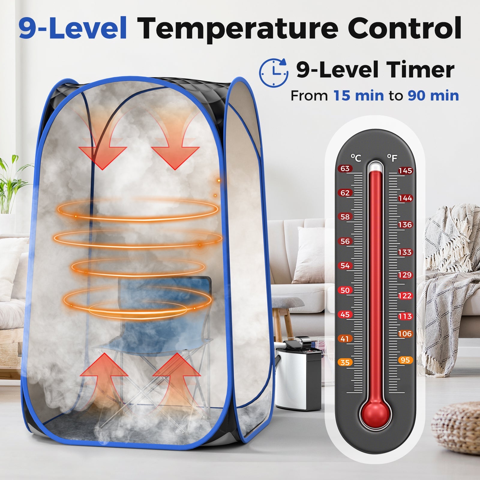 Full-Body Personal Sauna Tent with 1000W 3L Steam Generator for Home Spa Relaxation