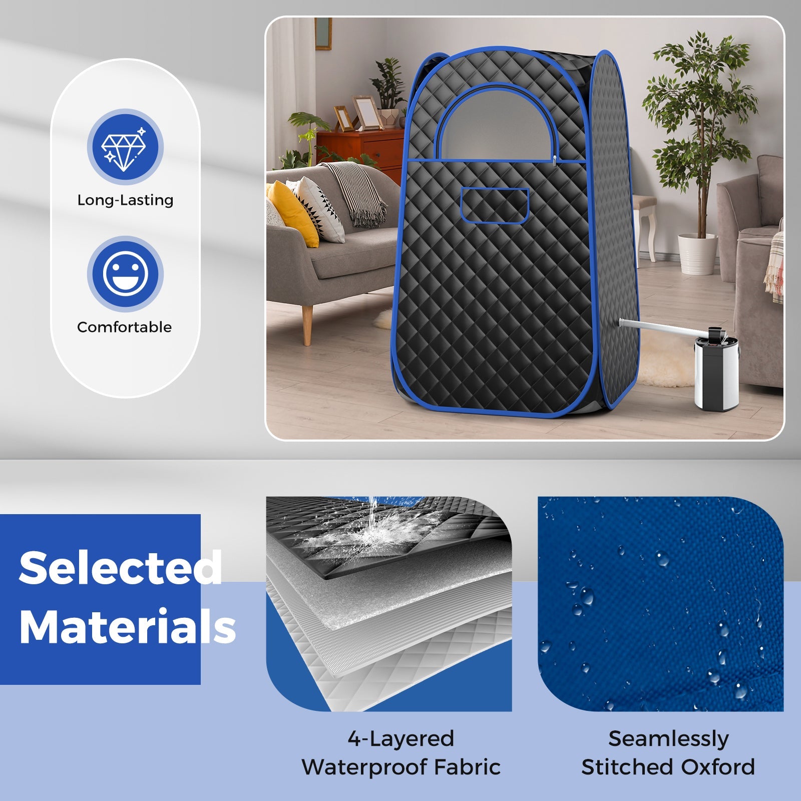 Full-Body Personal Sauna Tent with 1000W 3L Steam Generator for Home Spa Relaxation