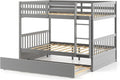 Full over Full Bunk Bed Platform Wood Bed with Ladder