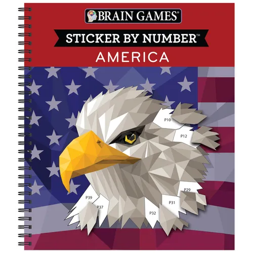 Brain Games - Sticker by Number: America (28 Images to Sticker) - Spiral