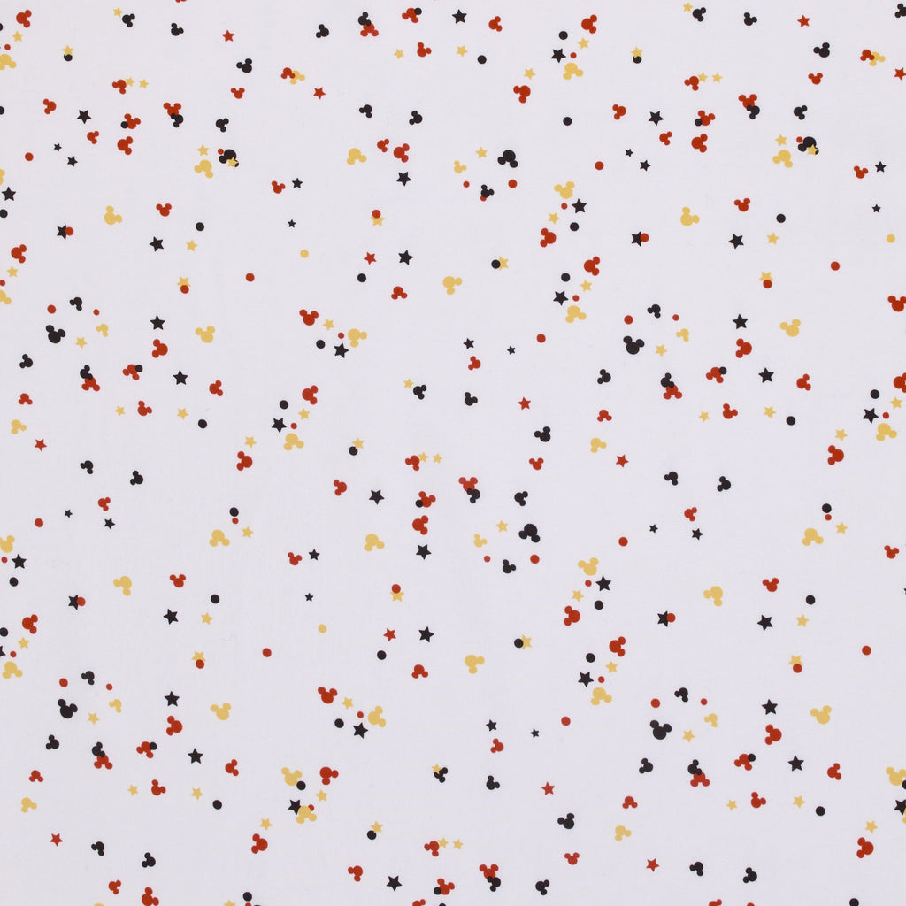 Mickey Mouse - Red, Yellow, Black and White Mickey Confetti Nursery Fitted Crib Sheet