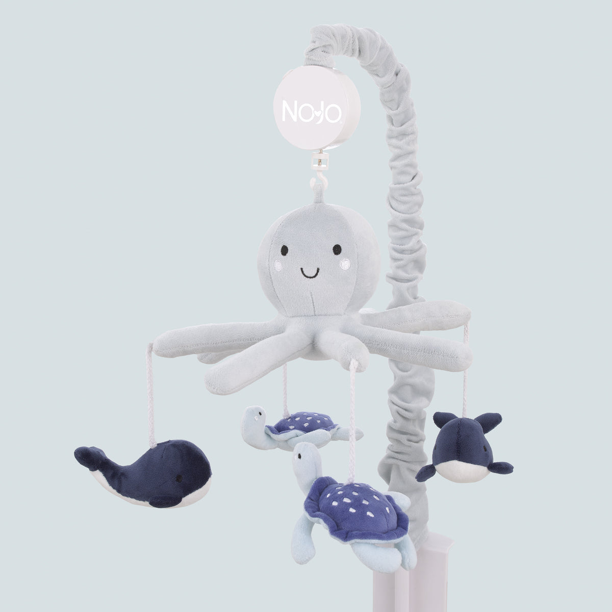 Plush Octopus Gray and Navy Whales and Sea Turtles Musical Mobile