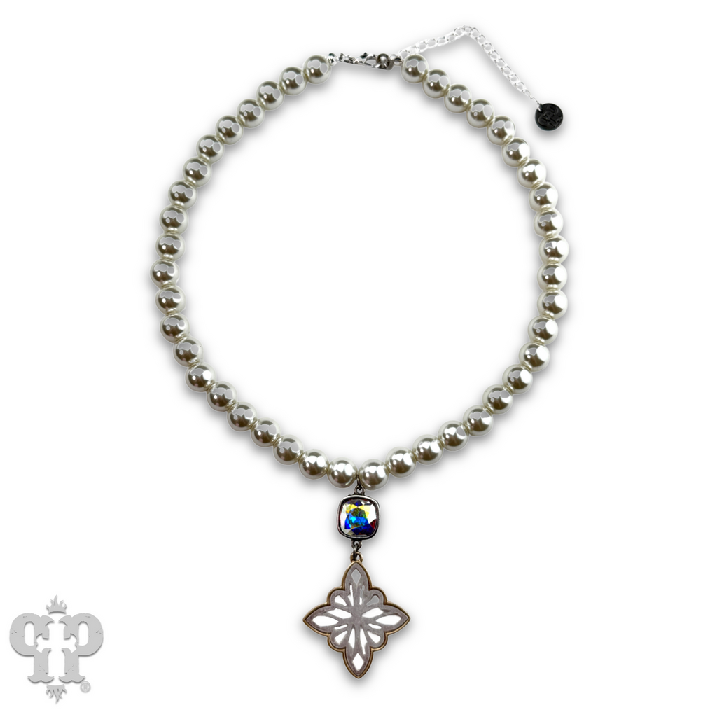 Silver bead star pendant necklace with crystals from Swarovski®- LC