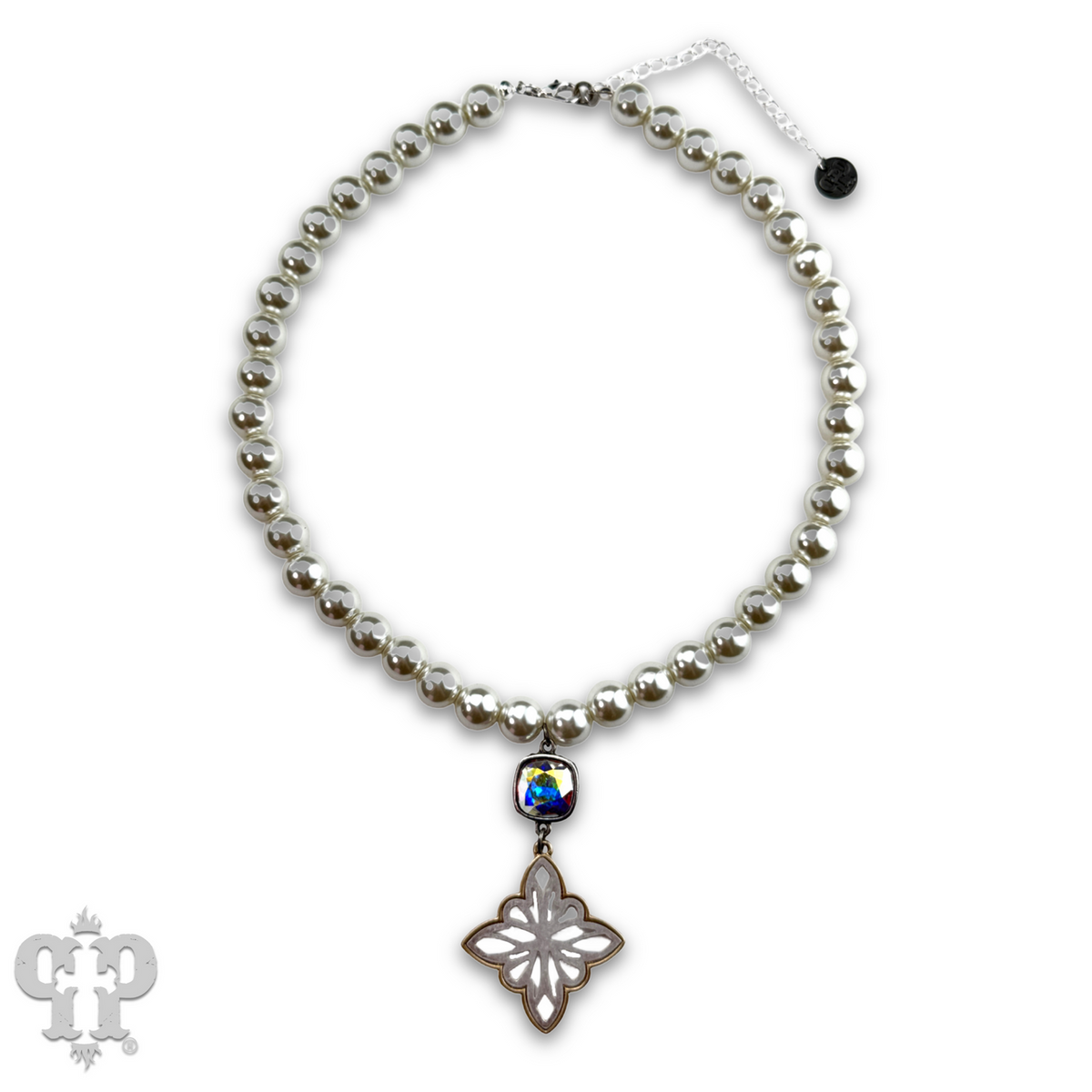 Silver bead star pendant necklace with crystals from Swarovski®- LC