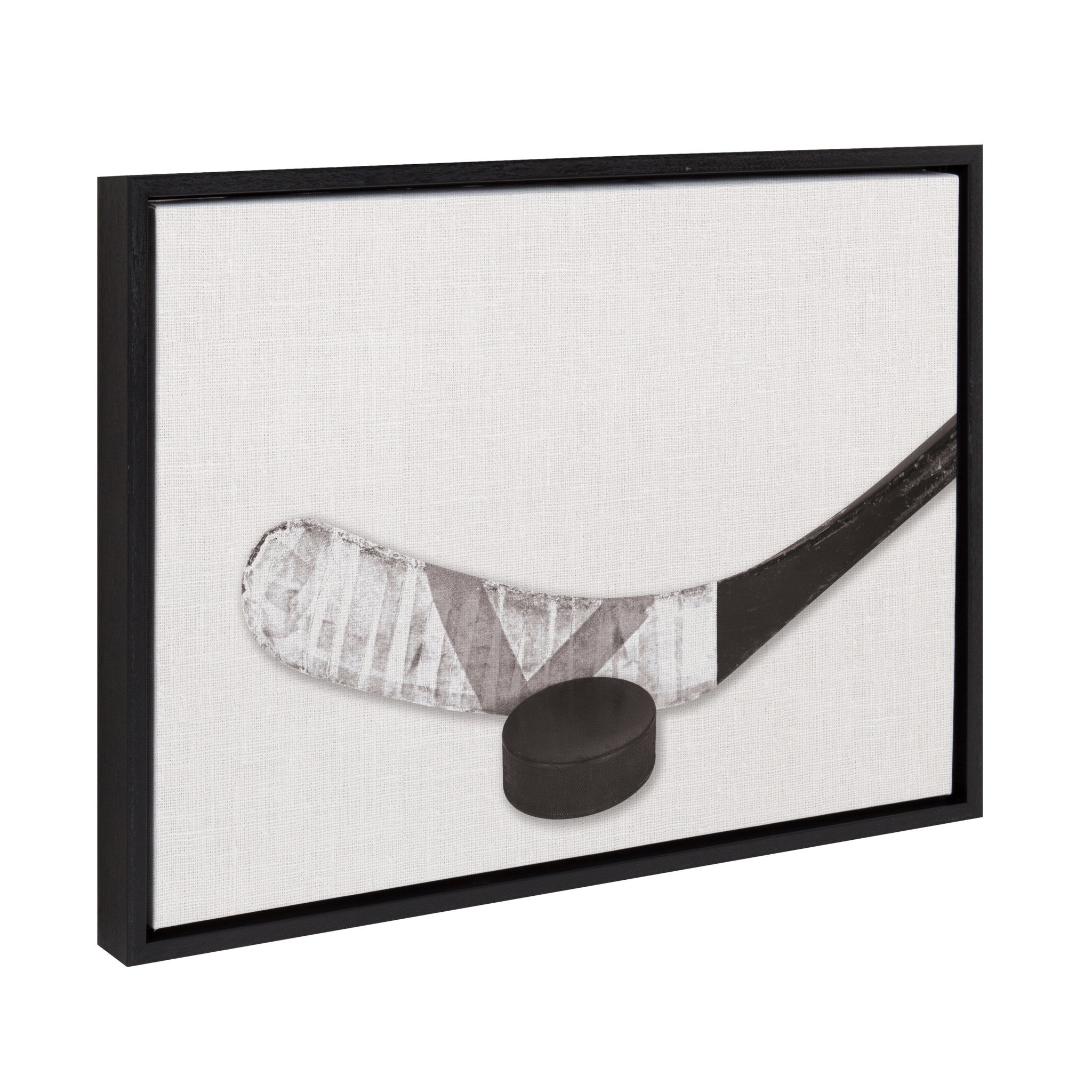 Sylvie Horizontal Hockey Stick And Puck Portrait Framed Canvas, Black 18x24