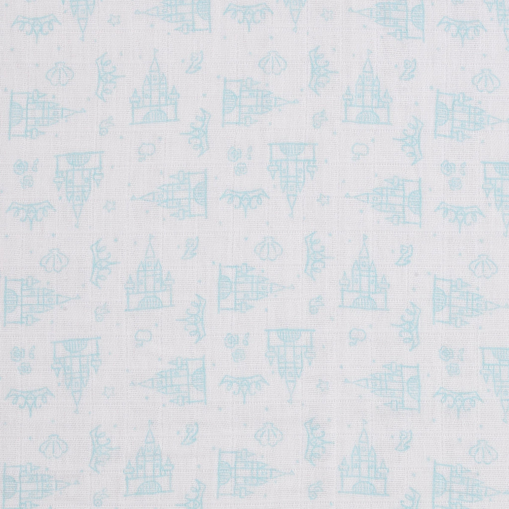 Disney Princesses Pink, Aqua, Lavender, Green, and White 3 Piece Muslin Swaddle Baby Blanket Set