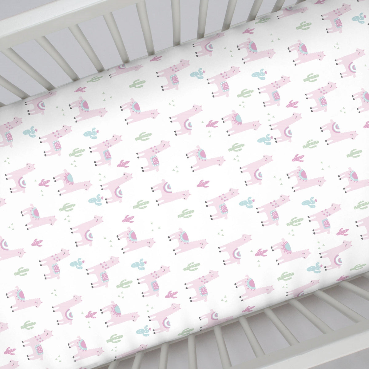 NoJo Super Soft Pink Llama Nursery Mini Crib Fitted Sheet