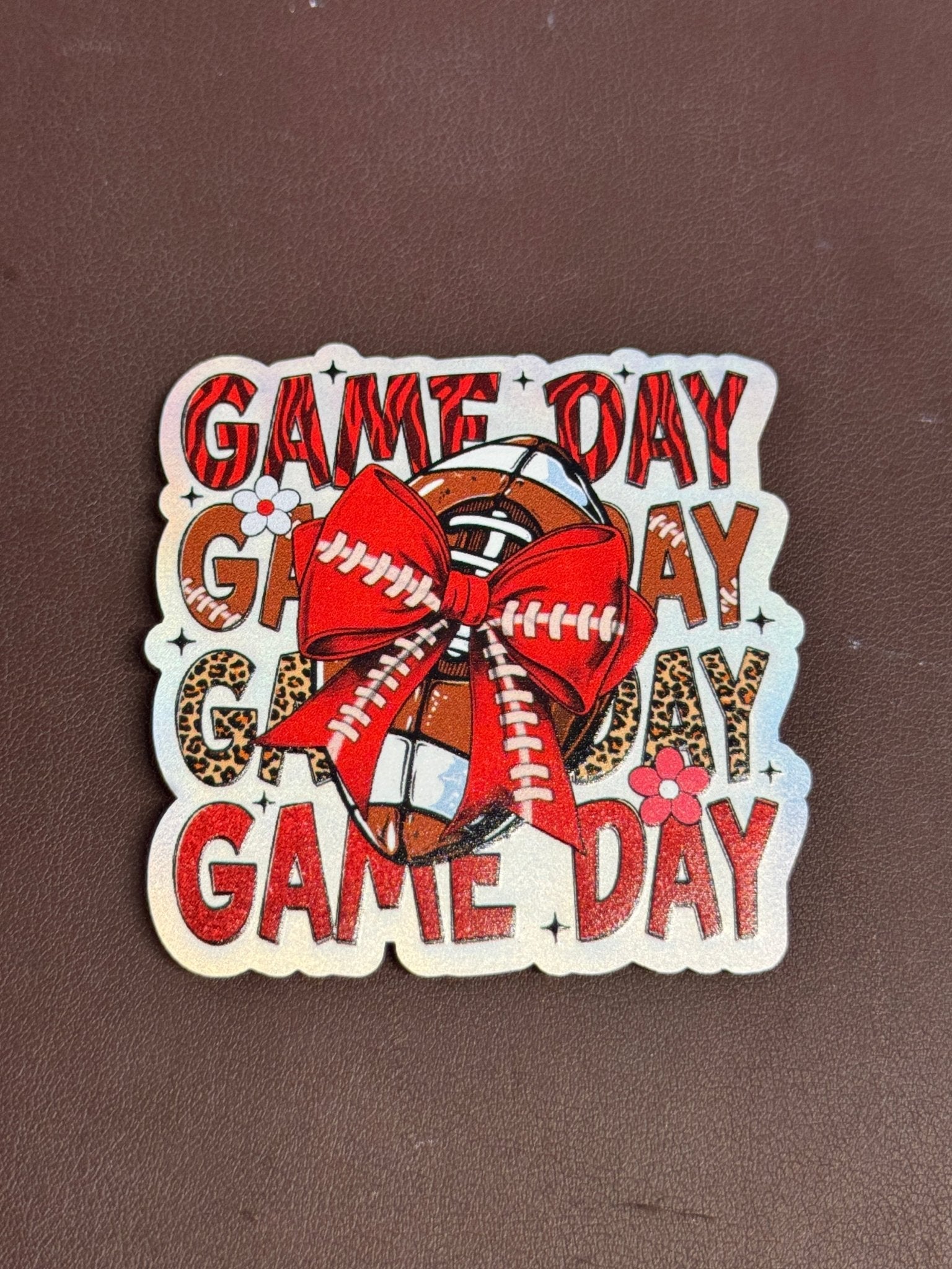 Game Day Football Bow UV Printed Hat Patch