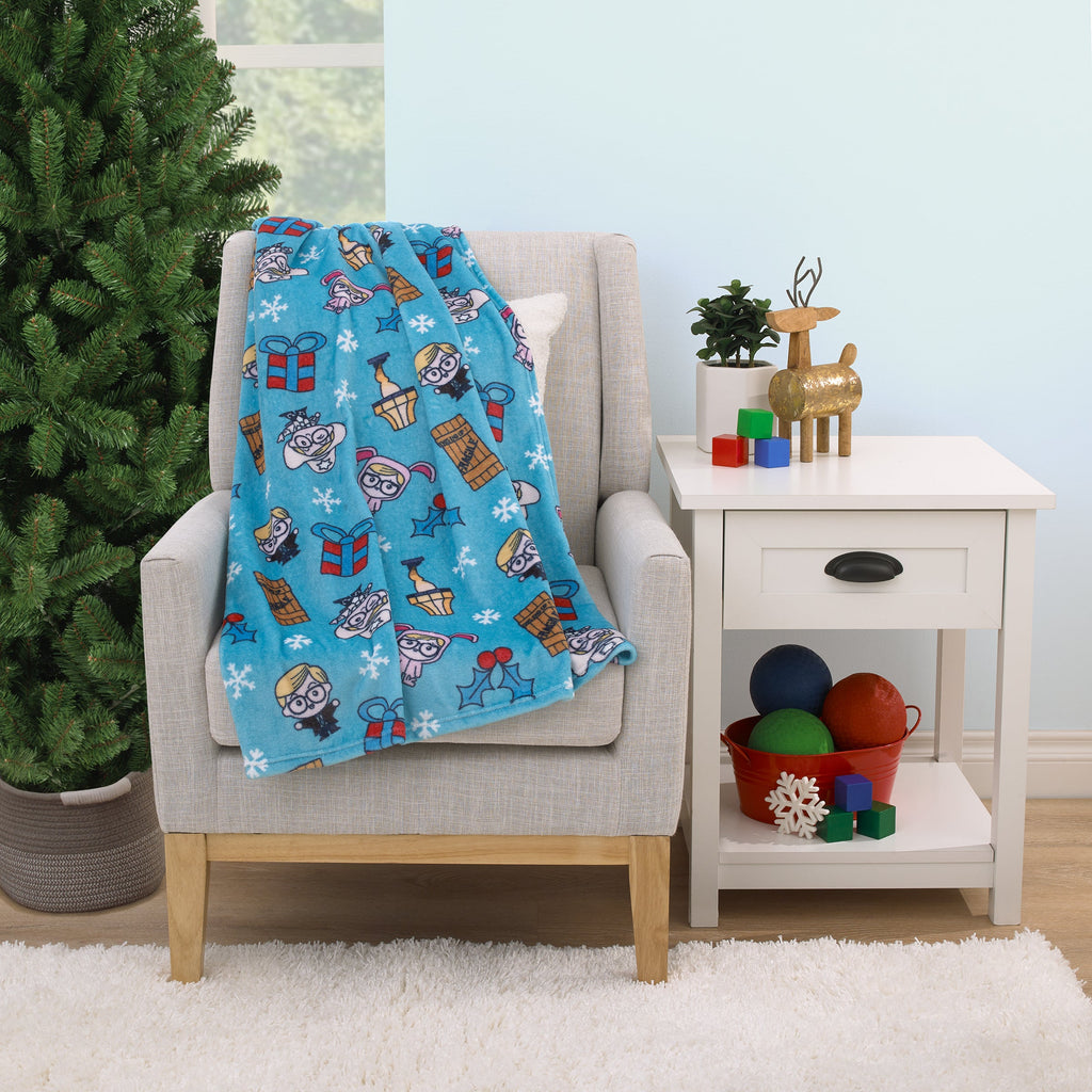 A Christmas Story Blue, White, and Red Super Soft Holiday Baby Blanket